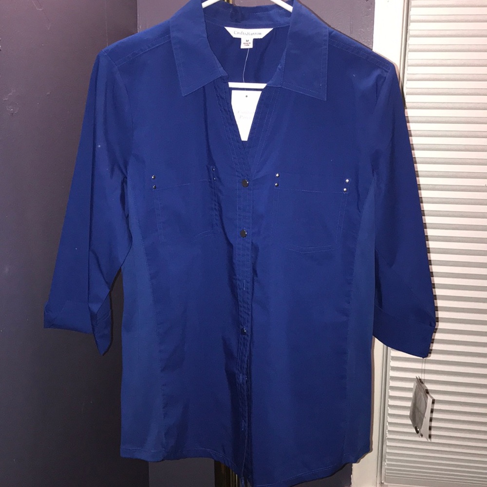 Blue button up blouse